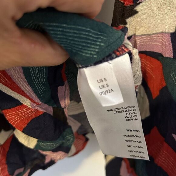 Maeve Anthropologie small Cheyenne fairy ruffle peplum top bird print colorful - Picture 7 of 12